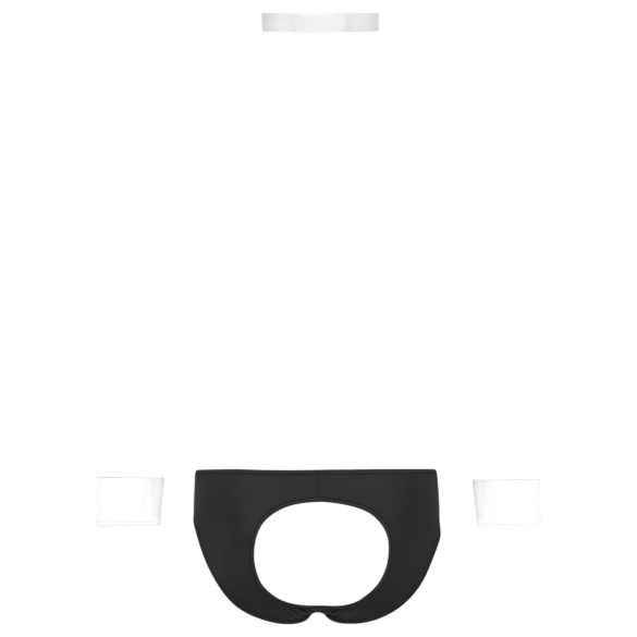 Svenjoyment - Herren Kellner-Tanga-Set (schwarz-weiß)