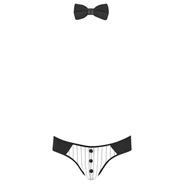 Svenjoyment - Herren Kellner-Tanga-Set (schwarz-weiß) - M