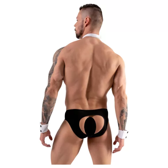 Svenjoyment - Herren Kellner-Tanga-Set (schwarz-weiß) - XL