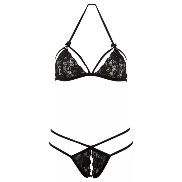 Cottelli - Offenes Spitzen-Set (schwarz) - XL