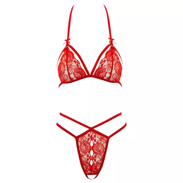 Cottelli - offenes Spitzen-BH-Set (rot)