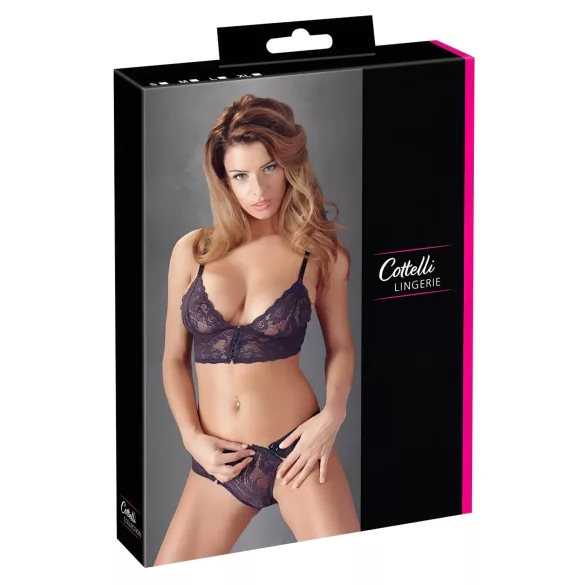 Cottelli - Blumiges Spitzen-BH-Set (lila) - XL