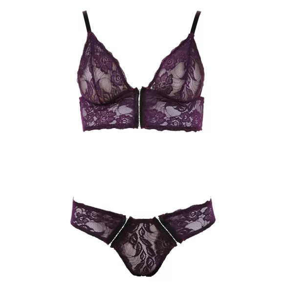 Cottelli - Blumiges Spitzen-BH-Set (lila) - XL