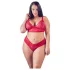 Cottelli Plus Size - weiches Spitzen-BH-Set (rot)