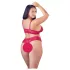 Cottelli Plus Size - weiches Spitzen-BH-Set (rot) - 4XL