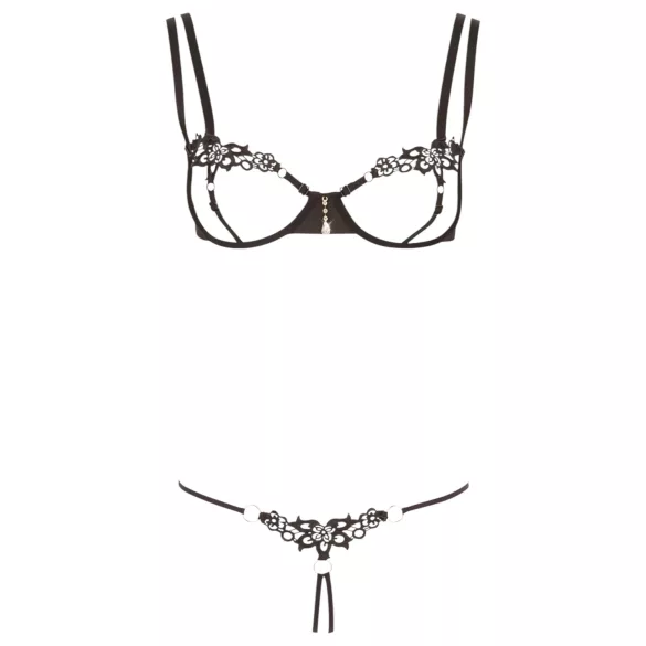 Cottelli - Funkelndes besticktes BH-Set (schwarz)