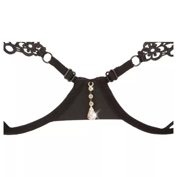 Cottelli - Funkelndes besticktes BH-Set (schwarz) - L