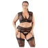 Cottelli Plus Size - Strassverziertes Spitzen-Unterwäscheset (schwarz)