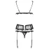 Obsessive Emperita - zart besticktes Lingerie-Set (schwarz)
