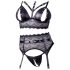 Cottelli Bondage: Spitzen-Set mit Handschellen (schwarz) - XL