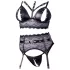 Cottelli Bondage - Spitzen-Set mit Handschellen (schwarz) - XL