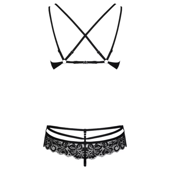 Obsessive 860-SET-1 - Rosiges Spitzen-BH-Set (schwarz)