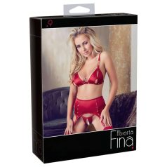 Abierta Fina - Glänzendes Ketten-Dessous-Set (Rot) - M