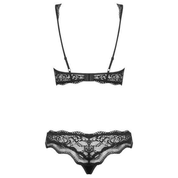 Obsessive Luvae - Blumen & Strass BH-Set (schwarz)
