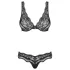 Obsessive Luvae - Blumen & Strass BH-Set (schwarz) - L/XL