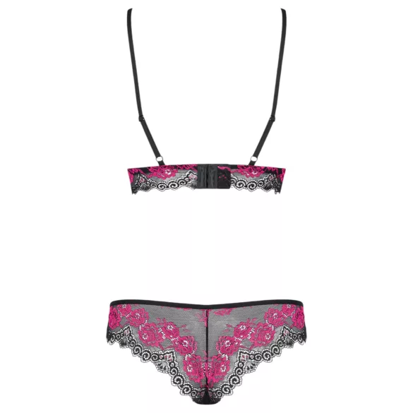 Obsessive Tulia - Spitzenwäsche-Set (schwarz-pink)