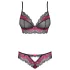Obsessive Tulia - Spitzenwäsche-Set (schwarz-pink) - L/XL