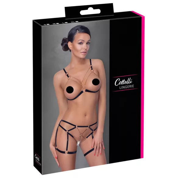 Cottelli - Kettenkette Zierkörperschmuck - 2-teilig (schwarz) - L