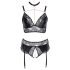 Cottelli Curves - Glänzendes Dessous-Set (Schwarz) - 2XL