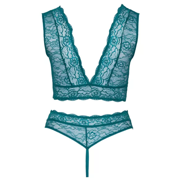 Cottelli Curves - Korsett-Spitzenwäsche-Set (Blau) - 2XL