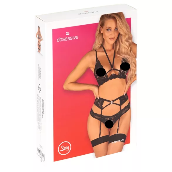 Obsessive Alessya - Spitzenwäsche-Set (schwarz)