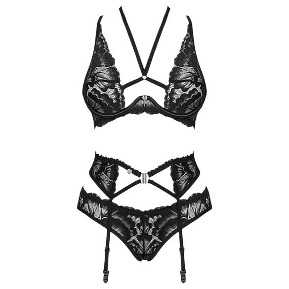 Obsessive Alessya - Spitzenwäsche-Set (schwarz)