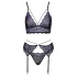 Cottelli - 3-teiliges Spitzenwäsche-Set (schwarz-violett)