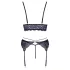 Cottelli - 3-teiliges Spitzenwäsche-Set (schwarz-violett)