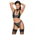 Cottelli Bondage - Glänzendes BH-Set mit Handschellen (Schwarz)
