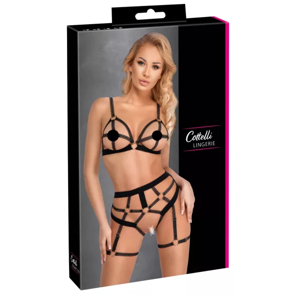 Cottelli - Zweiteiliges Geschirr-Set (schwarz) - L