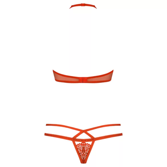 Obsessive 838-SET-3 - Rotes Spitzen-BH-Set mit Riemen - L/XL