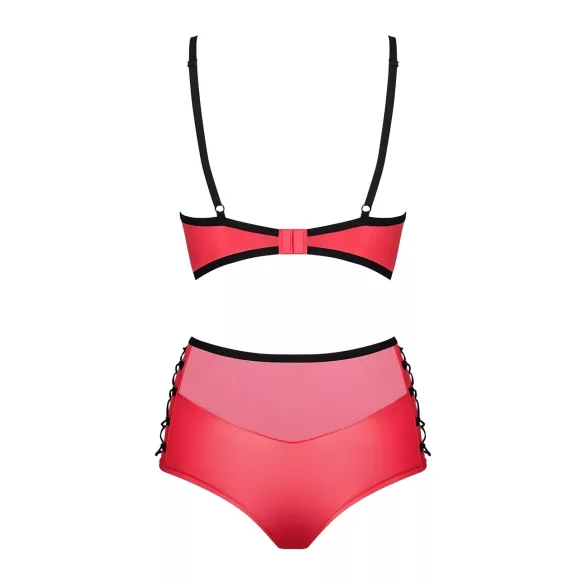 Obsessive Leatheria - Lederoptik-BH-Set (Rot) - S/M
