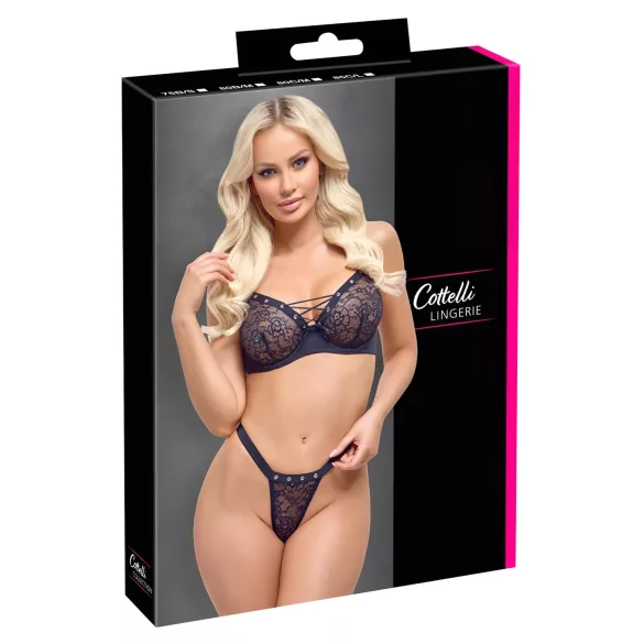 Cottelli Party - Schnür-BH-Set (schwarz) - 80C/M