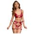 Cottelli Bondage - Glänzendes BH-Set & Handschellen (Rot)