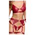 Cottelli Bondage - Glänzendes BH-Set & Handschellen (Rot)