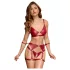Cottelli Bondage - Glänzendes BH-Set & Handschellen (Rot) - M