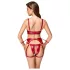 Cottelli Bondage - Glänzendes BH-Set & Handschellen (Rot) - M