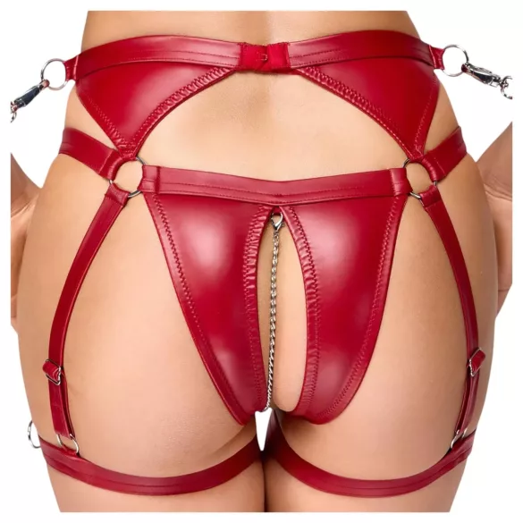 Cottelli Bondage - Glänzendes BH-Set & Handschellen (Rot) - M