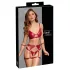 Cottelli Bondage - Glänzendes BH-Set & Handschellen (Rot) - L