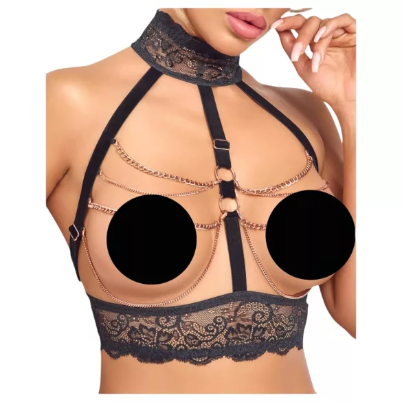 Abierta Fina - Offenes Kettendessous-Set (Schwarz) - L