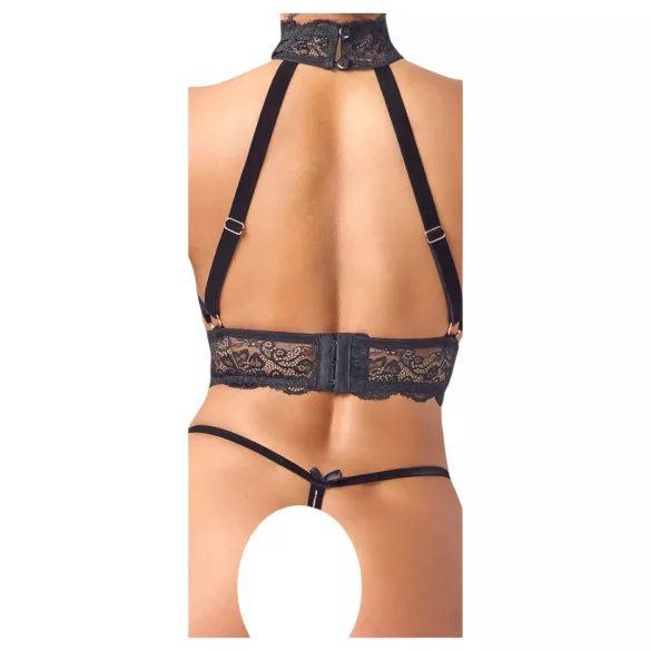 Abierta Fina - Offenes Kettendessous-Set (Schwarz) - L