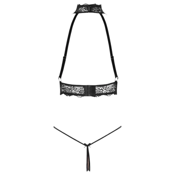 Abierta Fina - Offenes Kettendessous-Set (Schwarz) - L