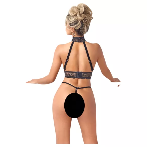 Abierta Fina - Offenes Kettendessous-Set (Schwarz) - L