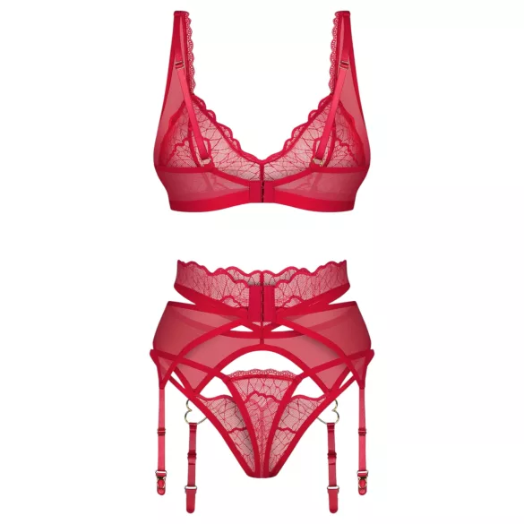 Obsessive Cupid Desir - verführerische rote Spitzenwäsche - L/XL