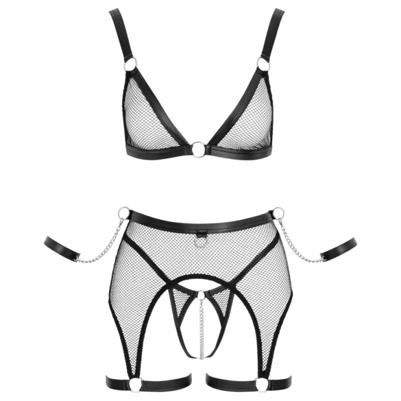 Cottelli Bondage - durchsichtiges Netzset mit Ketten (schwarz) - M