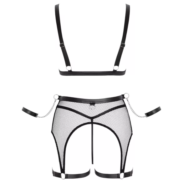 Cottelli Bondage - durchsichtiges Netzset mit Ketten (schwarz) - M