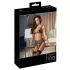 Abierta Fina - dreiteiliges Netz-Strapsset (schwarz)