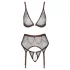 Abierta Fina - dreiteiliges Netz-Strapsset (schwarz) - M