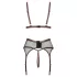 Abierta Fina - dreiteiliges Netz-Strapsset (schwarz) - M