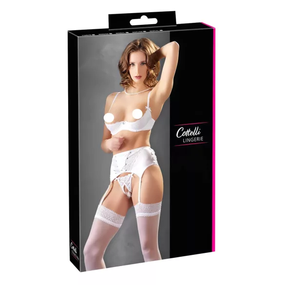 Cottelli - Schnür-BH-Set aus Spitze (weiß) - 85C/L